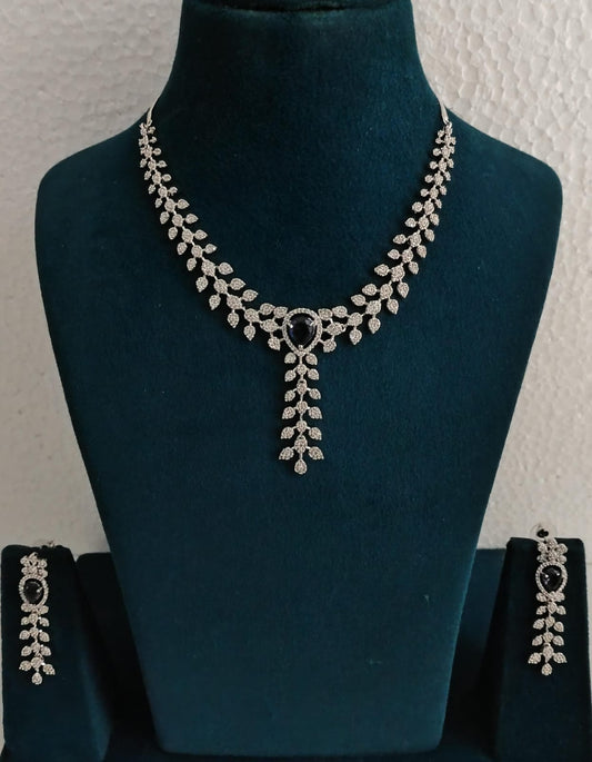 American Diamond Leaf Necklace Set