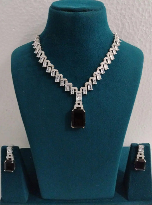 AD Necklace With Square Shape Pendant Ambani Fashion Jewellery