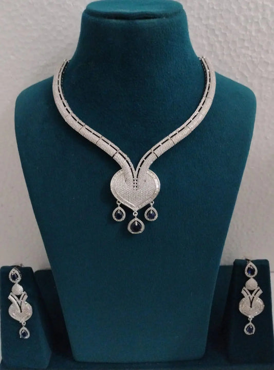 AD Necklace Set Heart Shape Ambani Fashion Jewellery