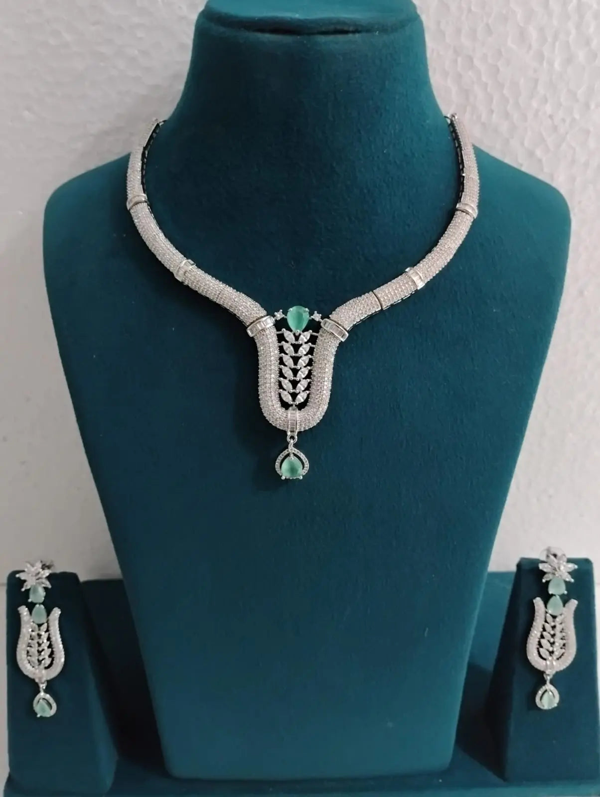 American Diamond Necklace Set Ambani Fashion Jewellery