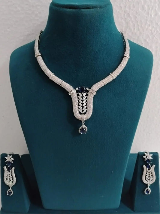 American Diamond Necklace Set Ambani Fashion Jewellery